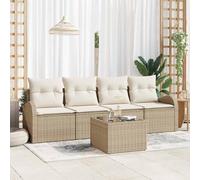 Nqyjm Conjunto de sofá de jardín con cojín Manual 5 pcs Beige y Crema Resistente a la Intemperie,Set de Ocio para Jardín Muebles para Terraza Patio Beige y