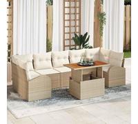 Nqyjm Conjunto de sofá de jardín con cojín Manual 8 pcs Beige y Crema Muebles Terraza con Mesa,Sofa Exterior y Sillas Resistente a la Intemperie Beige y Crema L334H553