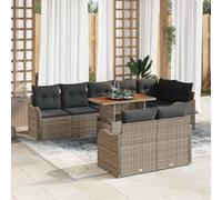 Nqyjm Conjunto de sofá de jardín con cojín Manual 9 pcs Gris Resistente a la Intemperie,Set de Ocio para Jardín Muebles para Terraza Patio Gris