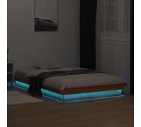 Nqyjm Estructura de Cama LED Madera Maciza Pino marrón Cera 120x190cm Marco de Cama Matrimonio, Montaje Sencillo, para Habitaciones Pequeñas