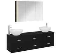Nqyjm Juego de muebles de baño 4 unids roble negro L3406944 | Puerta y compartimiento, mueble de aseo para sala de estar, aseo de invitados, lavadero, dormitorio