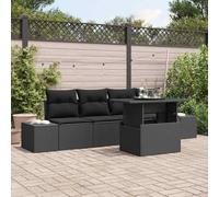Nqyjm Juego de Sofá con cojín Manual 5 pcs Negro ratán sintético Muebles Terraza con Mesa,Sofa Exterior y Sillas Resistente a la Intemperie Negro L334H089