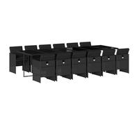 Nqyjm LH18 - Conjunto de muebles de jardín (13 piezas, con cojines de poliratán, mesa con 12 sillas para 12 personas, muebles de balcón para terraza, jardín), color negro