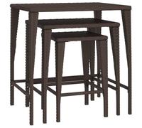Nqyjm Mesa de comedor al aire libre, mesa nido de jardín, 3 unids marrón resina trenzada para jardín, playa, balcón, terraza, camping