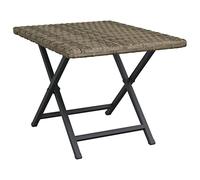 Nqyjm Mesa de comedor al aire libre, mesa plegable gris 45x35x32 cm resina trenzada para jardín, playa, balcón, terraza, camping