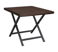 Nqyjm Mesa de comedor al aire libre, mesa plegable marrón, 45 x 35 x 32 cm, resina trenzada para jardín, playa, balcón, terraza, camping