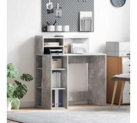 Nqyjm Mesa de ordenador con estantes, escritorio de hormigón, gris, 90 x 48 x 101,5 cm, de madera, para juegos, para dormitorio, salón, oficina