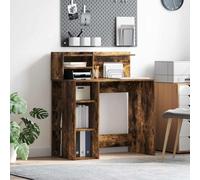 Nqyjm Mesa de ordenador con estantes Escritorio de roble ahumado 90 x 48 x 101,5 cm Mesa de madera para juegos, mesa de PC Mesa de oficina para dormitorio, salón, oficina