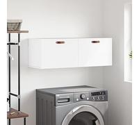 Nqyjm Mueble de almacenamiento colgante con compartimentos armario de pared blanco, 100 x 36,5 x 35 cm, madera de ingeniería, armario flotante, pared armario para cocina, cuarto de baño, salón modelo