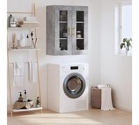 Nqyjm Mueble de almacenamiento colgante con estantes y 2 puertas, armario de pared, color gris, hormigón, 69,5 x 34 x 90 cm, armario flotante, pared para cocina, cuarto de baño, salón modelo 7