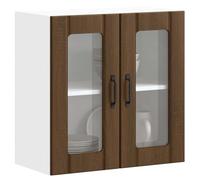 Nqyjm - Mueble de almacenamiento colgante con estantes y 2 puertas, armario de pared de cocina y puerta de cristal Lucca roble marrón, pared armario flotante para salón modelo 1