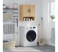 Nqyjm - Mueble de almacenamiento colgante con estantes y 2 puertas, armario de pared de roble Sonoma 60 x 31 x 70 cm, madera de ingeniería, pared armario flotante para cocina, cuarto de baño, sala de