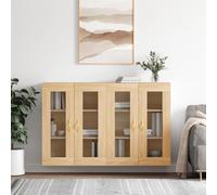 Nqyjm Mueble de almacenamiento colgante con estantes y 2 puertas armarios de pared juego de 2 roble Sonoma madera de ingeniería, pared armario flotante para cocina, salón modelo 6
