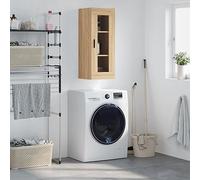 Nqyjm Mueble de almacenamiento colgante con estantes y puerta armario de pared roble Sonoma 34,5 x 34 x 90 cm, armario flotante, pared para cocina, cuarto de baño, salón modelo 8