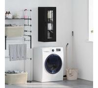 Nqyjm - Mueble de almacenamiento colgante con estantes y puerta de mueble de pared, roble negro, 34,5 x 34 x 90 cm, armario flotante, pared para cocina, cuarto de baño, salón modelo 2