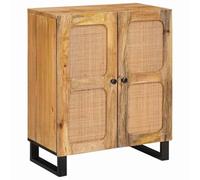 Nqyjm - Mueble de almacenamiento con 2 puertas aparador marrón, 60 x 33,5 x 75 cm, madera de mango macizo, armario lateral armario para comedor, cocina, sala de estar, dormitorio