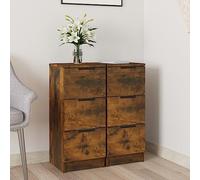 Nqyjm - Mueble de almacenamiento con 3 cajones aparadores, juego de 2 robles ahumados, 30 x 30 x 70 cm, madera de ingeniería, armario lateral, armario para comedor, cocina, sala de estar, dormitorio