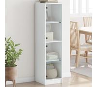 Nqyjm - Mueble de almacenamiento con compartimentos aparador con puertas de cristal blanco, 35 x 37 x 142 cm, armario lateral armario de comedor para cocina, sala de estar, dormitorio