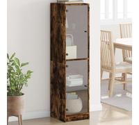 Nqyjm - Mueble de almacenamiento con compartimentos aparador con puertas de cristal de roble ahumado 35 x 37 x 142 cm, armario lateral armario de comedor para cocina, sala de estar, dormitorio