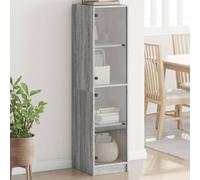 Nqyjm - Mueble de almacenamiento con compartimentos aparador con puertas de cristal Sonoma gris 35 x 37 x 142 cm, armario lateral armario de comedor para cocina, sala de estar, dormitorio