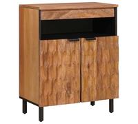 Nqyjm Mueble de almacenamiento con estante y 2 puertas aparador con almacenamiento acabado acacia marrón, 60 x 33,5 x 75 cm, armario lateral armario para comedor, cocina, sala de estar, dormitorio