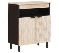 Nqyjm Mueble de almacenamiento con estante y 2 puertas aparador con almacenamiento acabado lavado blanco 60 x 33,5 x 75 cm, armario lateral armario para comedor, cocina, salón