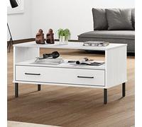 Nqyjm - Puntera de sofá con compartimento y cajón, mesa de café con patas de metal, 85 x 50 x 45 cm, madera Oslo, mesa de salón, ideal para oficina, espacios pequeños