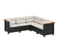 Nqyjm Set de Muebles de jardín 5 pzas y Cojines ratán sintético Negro Sofas Exteriores de Terraza, Conjunto Terraza Resistente a la Intemperie Negro Tejido Completo Sin Mesa L326H821
