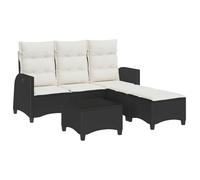 Nqyjm Set de sofás de jardín en Forma de L con Cojines 3 pzas Negro Sillón de Exterior, Sofá Modular, Asiento para Patio Terraza Balcón