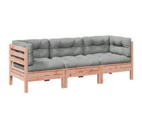 Nqyjm Set de sofás jardín 3 pzas con Cojines Madera Abeto Douglas Sillón de Exterior, Sofá Modular, Asiento para Patio Terraza Balcón Douglas Natural L329H273