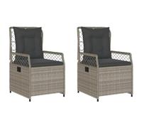 Nqyjm - Silla de exterior con respaldo reclinable ajustable, sillas reclinables de jardín, 2 unidades, color gris claro, resina trenzada para jardín, playa, balcón, terraza, camping modelo 2