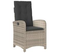 Nqyjm - Silla de exterior, silla reclinable de jardín, cojín gris claro, resina trenzada para jardín, playa, balcón, terraza, camping modelo 1