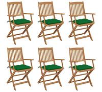 Nqyjm - Silla de exterior, sillas plegables de jardín, juego de 6 cojines de madera de acacia para jardín, playa, balcón, terraza, camping modelo 15