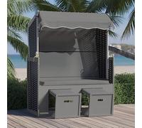 Nqyjm Silla Strandkorb y Dosel ratán PE y Madera Antracita y Negro Tumbonas Jardin Exterior,Espreguiçadeira Jardim Piscina Terraza Playa