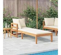 Nqyjm - Tumbona con 1 reposabrazos, color blanco crema madera de acacia sólida, tumbona de playa, relax al aire libre, para jardín, terraza, balcón y camping