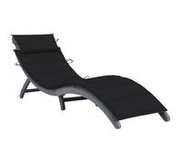 Nqyjm Tumbona con cojín Madera Maciza de Acacia Gris Tumbonas Exterior,Espreguiçadeira Jardim Piscina Terraza Playa Negro