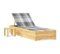 Nqyjm - Tumbona de jardín con respaldo ajustable con mesa y cojín de pino impregnado, tumbona de playa al aire libre para jardín, terraza, balcón modelo 28