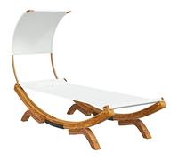Nqyjm Tumbona de jardín con techo, 100 x 200 x 126 cm, madera curvada maciza, color crema, tumbona de playa, tumbona de exterior, para jardín, terraza, balcón, piscina