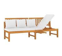 Nqyjm - Tumbona de sol al aire libre, respaldo ajustable, cama de día con cojín crema 200 x 60 x 75 cm, madera de acacia sólida, tumbona salón de jardín para terraza, balcón playa y patio
