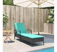 Nqyjm - Tumbona de sol con respaldo ajustable en 3 posiciones, cojín para 1 persona, negro, 63 x 200 x 81 cm, poliratán para exterior, tumbona de playa, para jardín, terraza