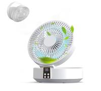 NQYZZFA Ventilador De Escritorio Con Control Remoto, Ventilador Plegable Portátil USB De 3 Velocidades Para Colgar En La Pared Con Temporizador Y Luces LED, Para Casa Oficina Viajes Y Camping,blanca