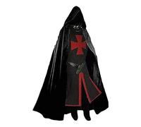 NQYZZFD Disfraz medieval de caballeros cruzados templarios para hombre, estilo renacentista, gótico, retro, guerrero, capa negra de la peste, para carnaval, fiesta de disfraces y Halloween, talla L,