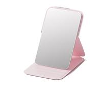 NRBMZYEN Mini espejo de maquillaje portátil de mano, mini espejo de maquillaje, mesa de dormitorio y oficina, espejo plegable ajustable y portátil (rosa)