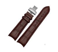 NRERDMT Compatible con Tissot 1853 T035 Correa de piel de becerro T035627A con extremo curvo y hebilla de mariposa (22 mm, 23 mm y 24 mm)(Brown Silver,24mm)