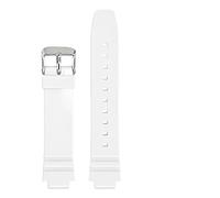 NRERDMT Correa Compatible con Casio LRW-250H 200 LX-500H Correa de Goma de Resina for Reloj Hombres Mujeres Pulsera de Silicona Convexa Brillante 12 mm(White01)