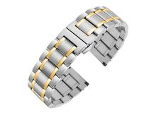 NRERDMT Correa de acero inoxidable 316L de 14 mm, 16 mm, 18 mm, 19 mm y 20 mm, compatible con la cadena de reloj Tissot 1853 T41 T17 de plata, oro y oro rosa.(Silvery Gold,13mm)