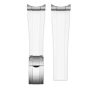 NRERDMT Correa de caucho con extremo curvo de metal compatible con correas de reloj Tudor Biwan Black Bay M79230R y M79363N de 20 mm, 21 mm y 22 mm.(White-silver,21mm-width)