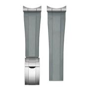 NRERDMT Correa de caucho con extremo curvo de metal compatible con correas de reloj Tudor Biwan Black Bay M79230R y M79363N de 20 mm, 21 mm y 22 mm.(Grey-silver,21mm-width)