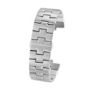 NRERDMT Correa de reloj de acero inoxidable con boca convexa compatible con correas OVERSEAS for hombre, pulsera de metal plateado(24-8.5mm)