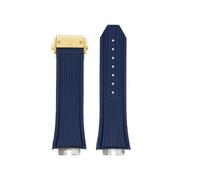 NRERDMT Correa de reloj de caucho fluorado de liberación rápida compatible con Tattoo Sang Bleu 415 414 for hombre, correa de reloj VITON de 28 x 18 mm, pulsera FKM negra(Blue Gold)